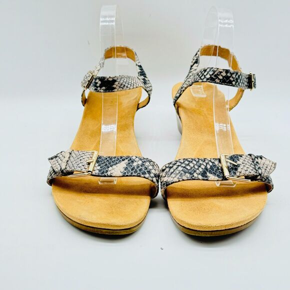 Vionic Sandals Womens 11 Brown Gray Snakeskin Wedge Ankle Buckle Straps Shoes - Picture 5 of 12